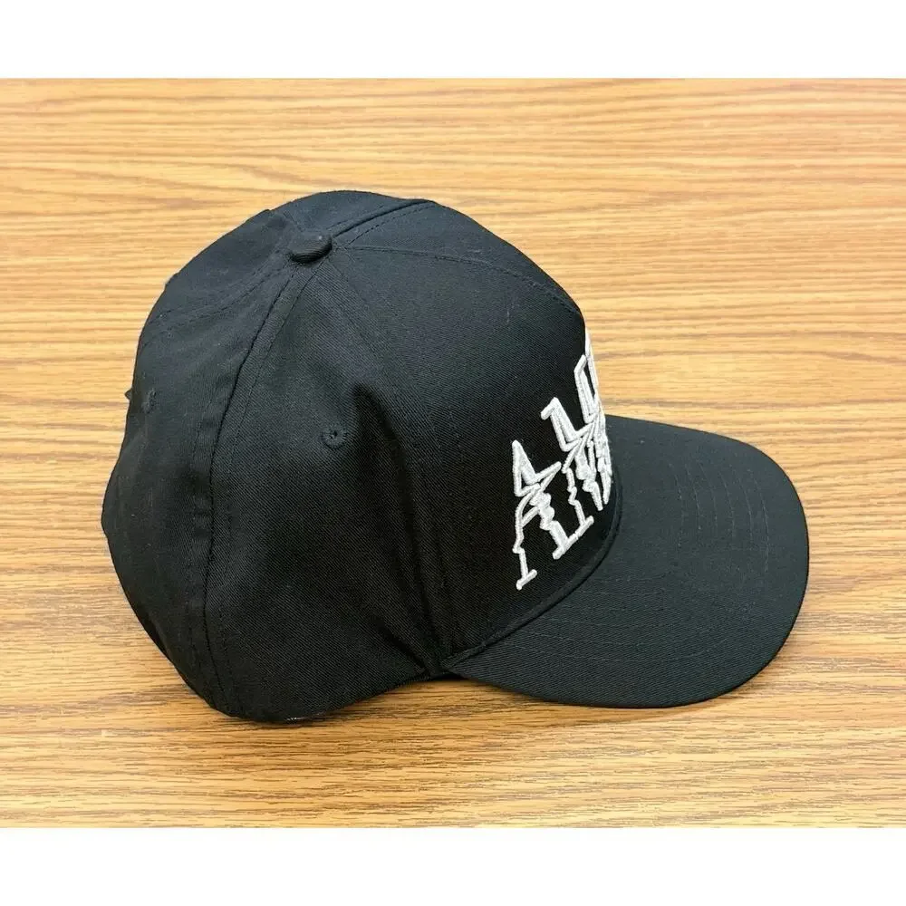 Ambig Black Snapback Hat White Logo Streetwear Cap Green Underbrim OSFM